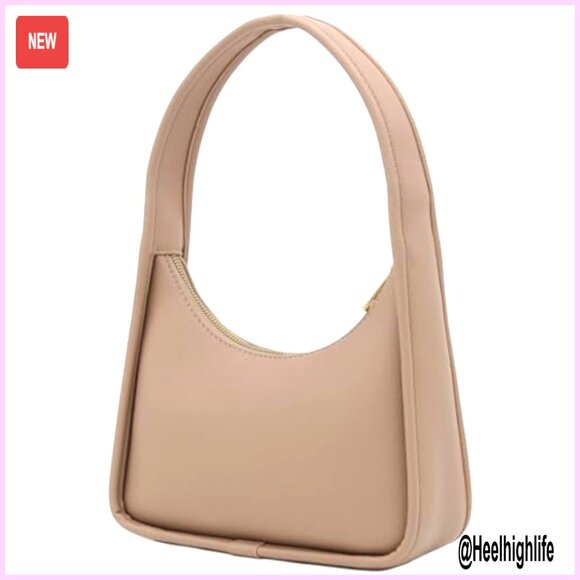 Small Curved Shoulder Bag Minimalist Underarm Crescent Handbag - Picture 6 of 7